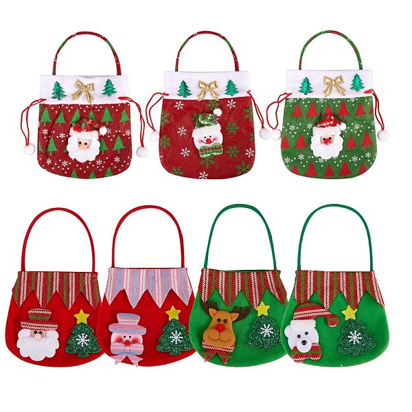 

PandaHall 7Pcs 7 Style Christmas Non-woven Fabrics Candy Bags Decorations, with Handle, for Christmas Party Snack Gift Ornaments, Mixed..., Multicolor