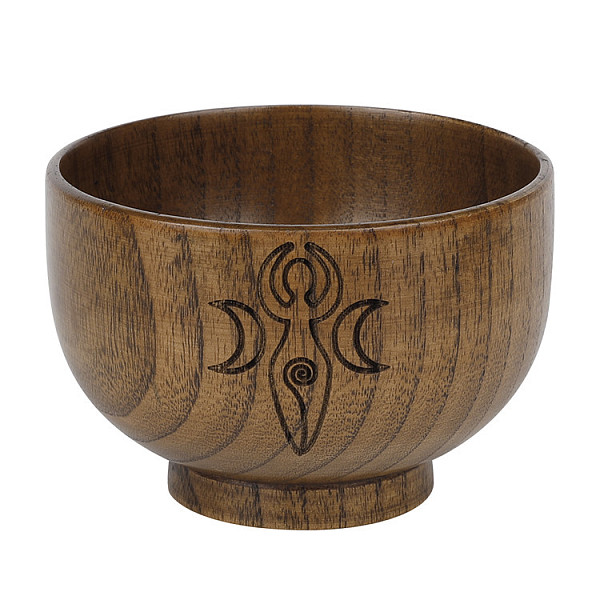 

PandaHall Moon Phase Goddess Wooden Bowl Ornament, for Altar Ceremony Ritual Use Decoration, 90~100mm Wood Human