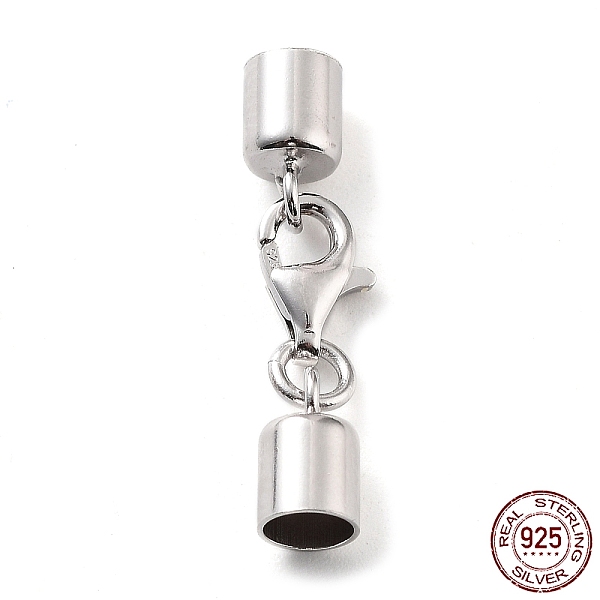 

PandaHall 925 Sterling Silver Lobster Claw Clasps, with Cord Ends and 925 Stamp, Platinum, 25mm, Inner Diameter: 4mm Sterling Silver