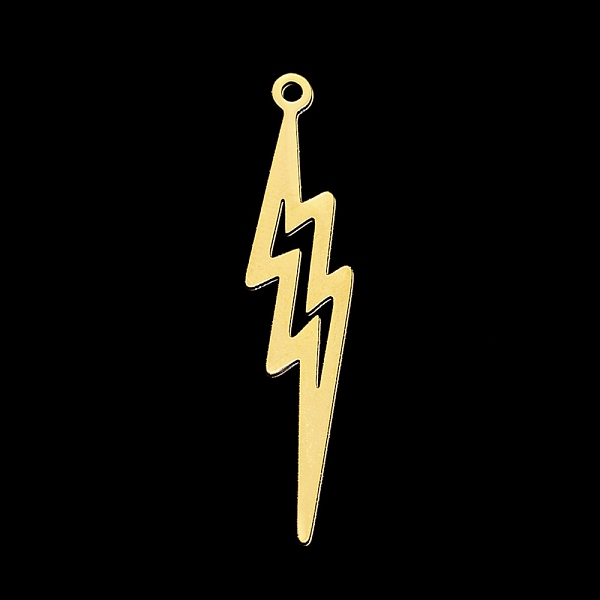 

PandaHall 201 Stainless Steel Pendants, Laser Cut, Lightning, Golden, 38x8.5x1mm, Hole: 1.6mm 201 Stainless Steel Lightning Bolt