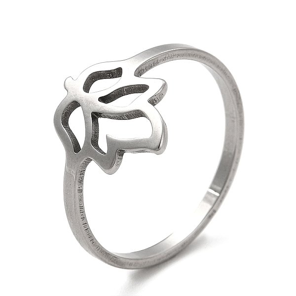

PandaHall 201 Stainless Steel Hollow Out Leaf Finger Ring for Women, Stainless Steel Color, US Size 7 1/4(17.5mm) 201 Stainless Steel