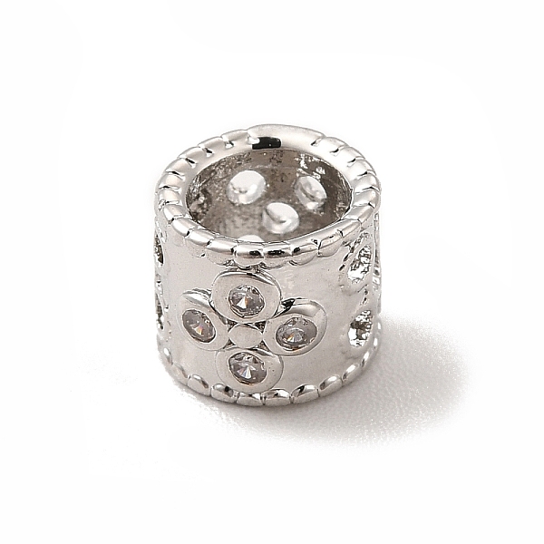 

PandaHall Brass Micro Pave Cubic Zirconia European Beads, Large Hole Beads, Column, Platinum, 6.5x6mm, Hole: 4.5mm Brass Column Clear