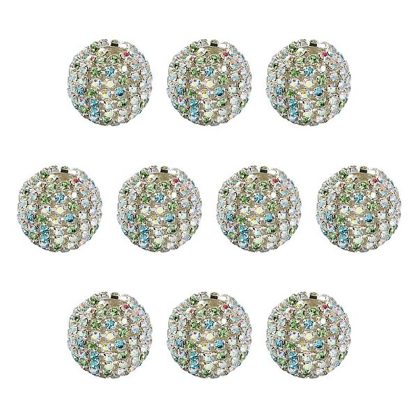 10 perle ronde en strass de verre scintillant