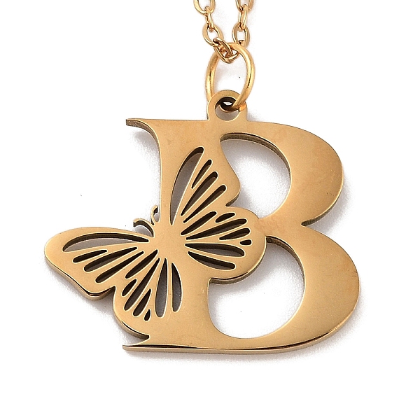 

PandaHall Vacuum Plating 201 Stainless Steel Necklaces, Letter B,12.09 inch(30.7cm) pendant: about 19x22mm. 201 Stainless Steel Letter B