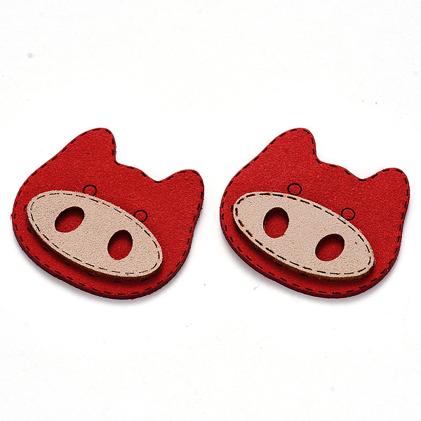 

PandaHall Faux Suede Patches, Costume Ornament Accessories, for Magic Tape Hair Clip Making, Pig, Red, 37x40x3mm Faux Suede Pig Red