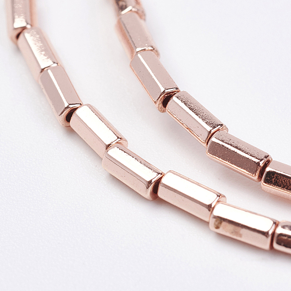 

PandaHall Non-magnetic Synthetic Hematite Beads Strands, Hexagon, Rose Gold Plated, 4x2x2mm, Hole: 1mm, about 100pcs/strand, 15.7 inch...