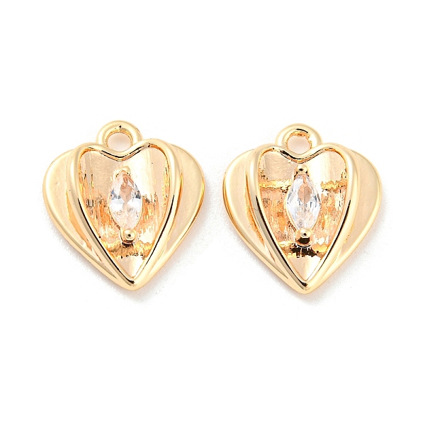 

PandaHall Clear Glass Charms, with Brass Finding, Heart, Real 18K Gold Plated, 11x9.5x3mm, Hole: 1.2mm Brass+Glass Heart Clear