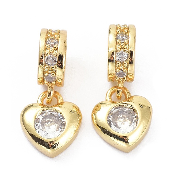 

PandaHall Brass Cubic Zirconia Pendants, Heart, Golden, 17mm, Hole: 3mm Brass+Cubic Zirconia Heart Clear