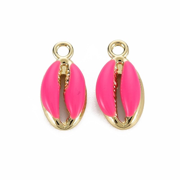 

PandaHall Alloy Enamel Pendants, Cowrie Shell Shape, Light Gold, Deep Pink, 17x8.5x3.5mm, Hole: 1.8mm Alloy+Enamel Shell Shape