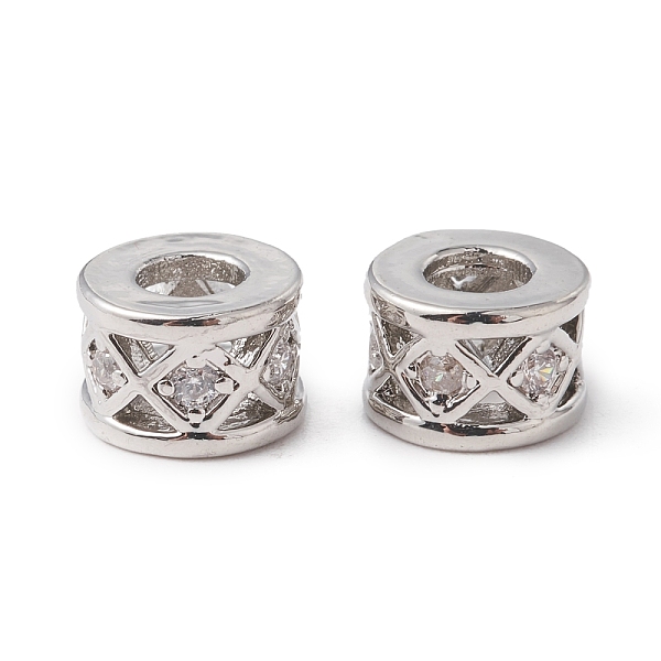 

PandaHall Eco-Friendly Rack Plating Brass Micro Pave Cubic Zirconia Beads, Large Hole Beads, Long-Lasting Plated, Lead Free & Cadmium Free..., Clear