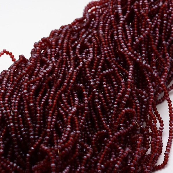 

PandaHall Half Rainbow Plated Faceted Rondelle Glass Bead Strands, Frosted, Dark Red, 2.8~3x2mm, Hole: 0.8mm, about 200pcs/strand, 15.1 inch...