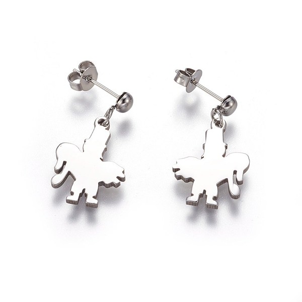 

PandaHall (Jewelry Parties Factory Sale)304 Stainless Steel Dangle Stud Earrings, Hypoallergenic Earrings, with Ear Nuts, Dancer, Stainless...
