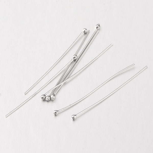 

PandaHall 925 Sterling Silver Ball Head Pins, Platinum, 31.7x0.5mm, head: 1.5mm, about 111pcs/10g Sterling Silver