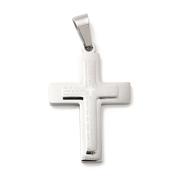 

PandaHall 304 Stainless Steel Pendants, Cross with Word Charms, Stainless Steel Color, 39x26x4.5mm, Hole: 9.5x5.5mm 304 Stainless Steel...