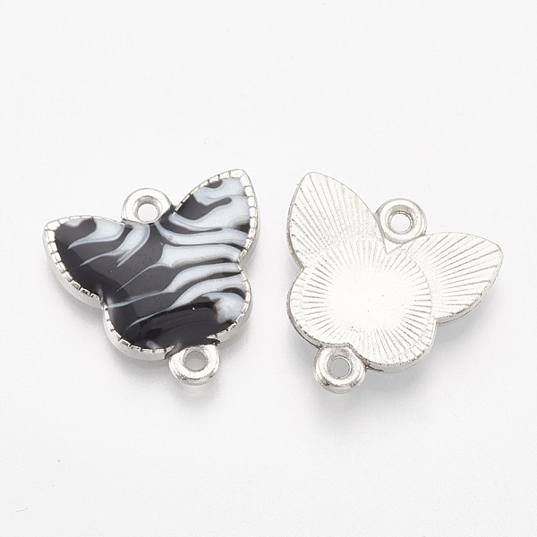 

PandaHall Alloy Enamel Links connectors, Butterfly, Platinum, Black, 17.5x17.5x3.5mm, Hole: 1.5mm Alloy+Enamel Butterfly Black