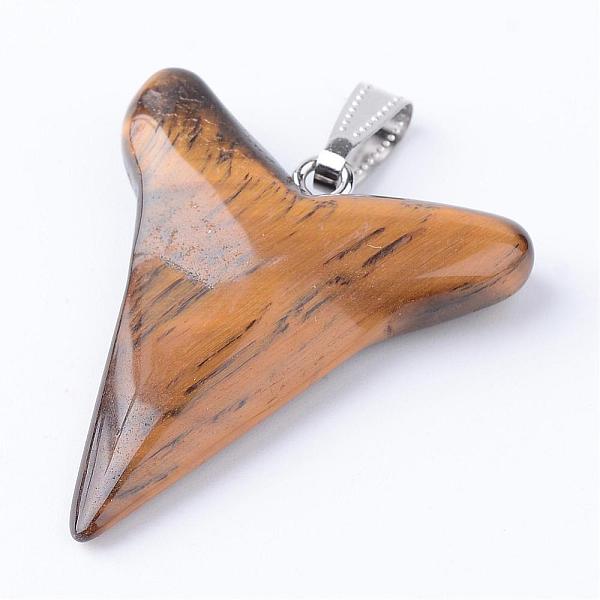 

PandaHall Natural Tiger Eye Pendants, with Brass Findings, 38~42x33~36x7~10mm, Hole: 3x9mm Tiger Eye Others