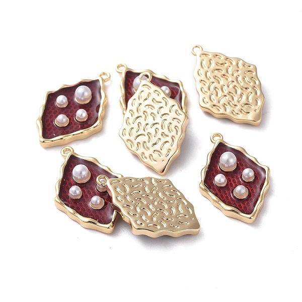

PandaHall Enamel Pendants, with Brass Findings and Acrylic Pearl, Real 18K Gold Plated, Rhombus, Red, 19.5x12.3x4mm, Hole: 1mm Brass+Enamel...