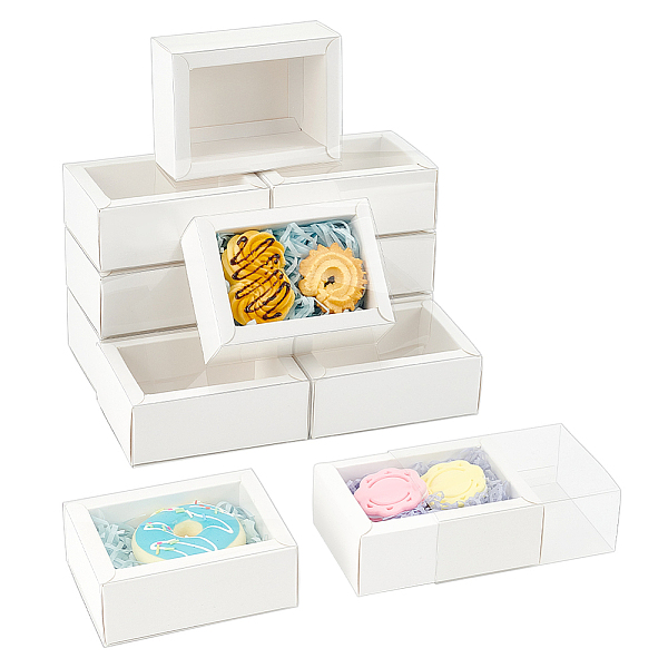 

PandaHall Foldable Paper Drawer Boxes with Clear Plastic Cover, Gift Packaging Case, Rectangle, White, 11x8x4.2cm Paper Rectangle White