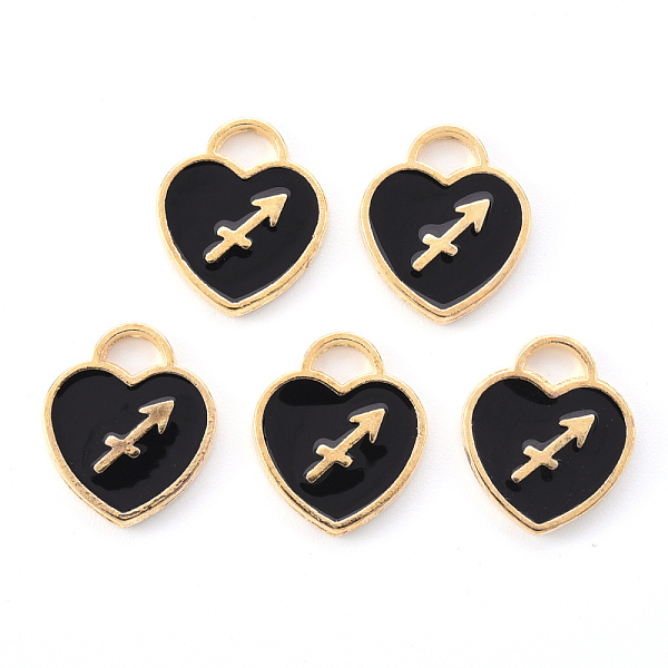 

PandaHall Light Gold Plated Alloy Enamel Pendants, Constellations, Black Heart, Sagittarius, 14x12x1.8mm, Hole: 4mm Alloy+Enamel Sagittarius...