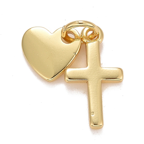 

PandaHall Rack Plating Real 18K Gold Plated Brass Pendants, with Jump Rings, Long-Lasting Plated, Lead Free & Cadmium Free, Cross & Heart...