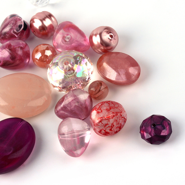 

PandaHall Acrylic Beads, Mixed Shapes, Pale Violet Red, 5.5~28x6~20x3~11mm, Hole: 1~5mm Acrylic Mixed Shapes