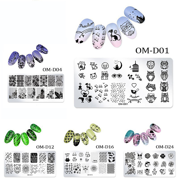 

PandaHall Stainless Steel Nail Stamping Plates, Nail Stamper Nail Art Plates Floral Geometry Animal, for Template Image Manicure Stencils..., Multicolor