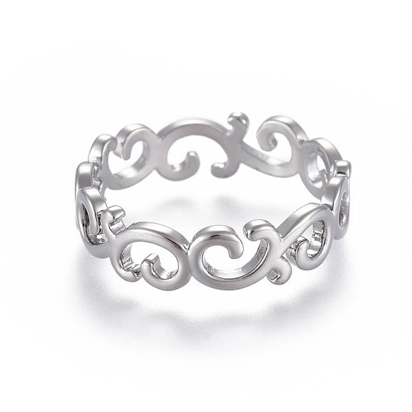 

PandaHall Hollow Brass Finger Rings, Platinum, Size 7, Inner Diameter: 18mm Brass