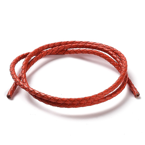 

PandaHall Braided Leather Cord, Orange Red, 3mm, 50yards/bundle Leather