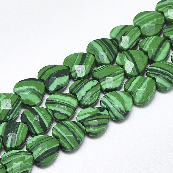 

PandaHall Synthetic Malachite Beads Strands, Faceted, Heart, 10x10x5mm, Hole: 1.2mm, about 20pcs/strand, 7.4 inch Malachite Heart