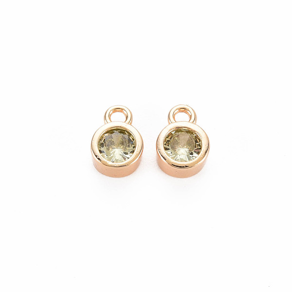 

PandaHall Brass Charms, with Rhinestone, Nickel Free, Real 18K Gold Plated, Flat Round, Chrysolite, 8x5x3mm, Hole: 1.4mm Brass+Rhinestone..., Green