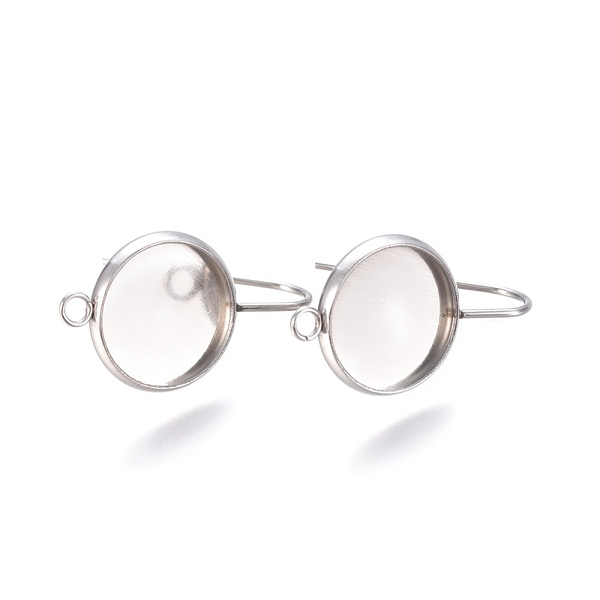 

PandaHall 304 Stainless Steel Dangle Earrings, Cabochon Settings, with Vertical Loop, Flat Round, Stainless Steel Color, Tray: 12mm, 25.5mm...