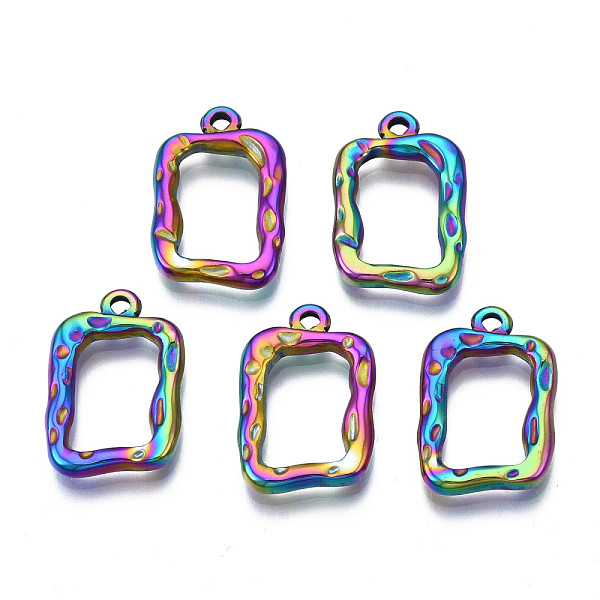 

PandaHall Ion Plating(IP) 304 Stainless Steel Pendants, Cadmium Free & Nickel Free & Lead Free, Uneven Rectangle, Rainbow Color, 21x14x2.5mm...