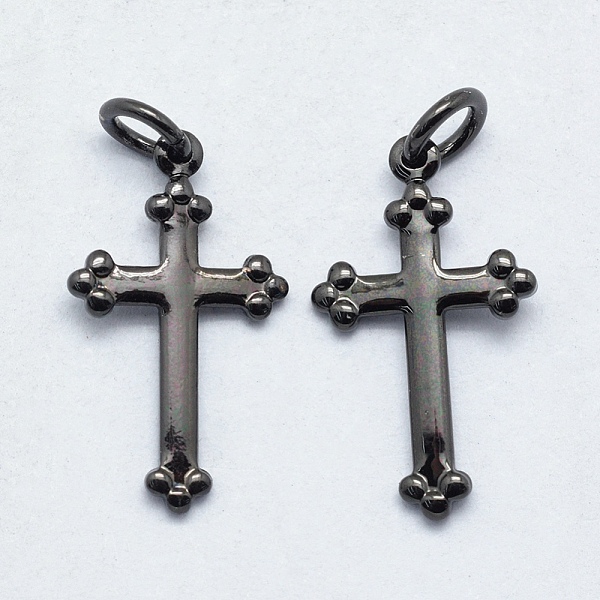 

PandaHall Brass Pendants, Lead Free & Cadmium Free & Nickel Free, Long-Lasting Plated, Cross, Gunmetal, 18x10x1mm, Hole: 3mm Brass Cross