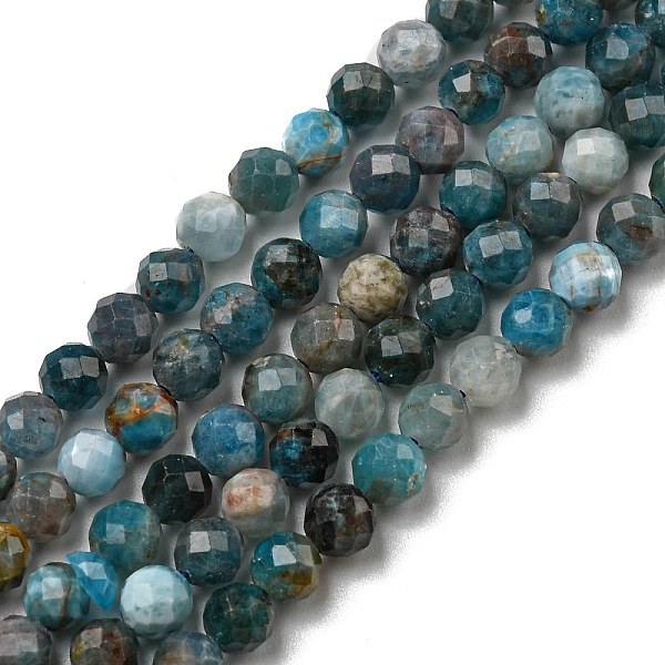 

PandaHall Natural Apatite Beads Strands, Faceted, Round, 4mm, Hole: 1mm, about 95pcs/strand, 15.35 inch(39cm) Apatite Round