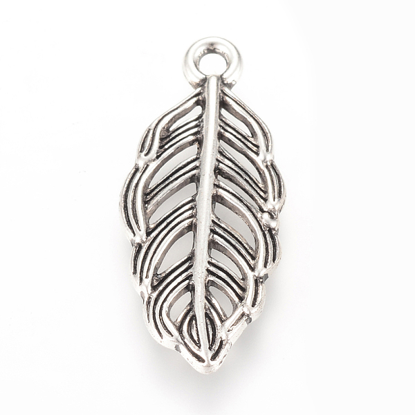 

PandaHall Tibetan Style Alloy Pendants, Leaf, Cadmium Free & Lead Free, Antique Silver, 25x11x2mm, Hole: 2mm, about 900pcs/1000g Alloy Leaf