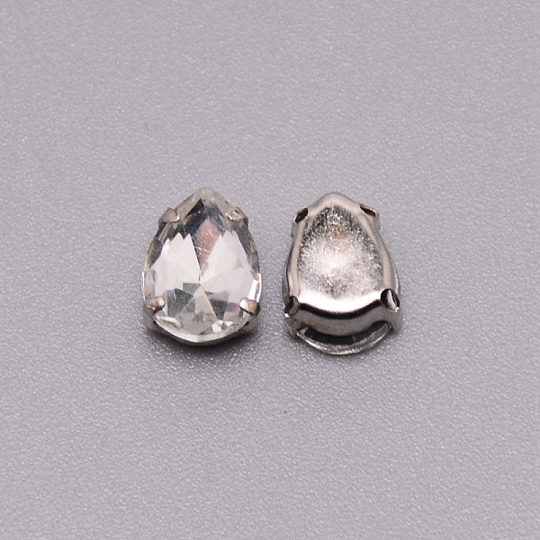 

PandaHall Sew on Rhinestone, Glass Rhinestone, with Platinum Stainless Steel Prong Settings, Garments Accessories, Teardrop, Crystal..., Clear