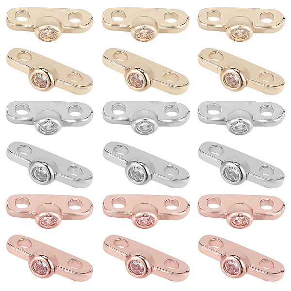 

PandaHall GOMAKERER 18Pcs 3 Colors Brass Micro Pave Clear Cubic Zirconia Slide Charms, Mixed Color, 4x10.5x3mm, Hole: 1.5mm, 6pcs/color...