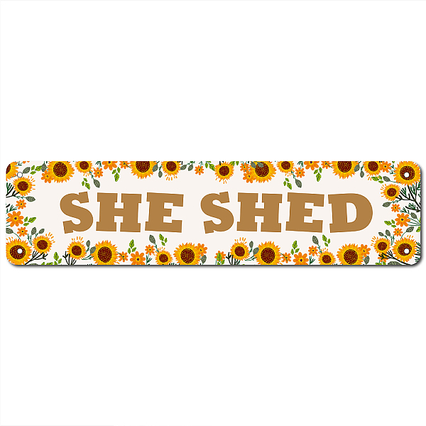 

PandaHall Vintage Metal Tin Sign, Iron Wall Decor for Bars, Restaurants, Cafes Pubs, Rectangle, She Shed Sunflower Pattern, 10x40x0.03cm...