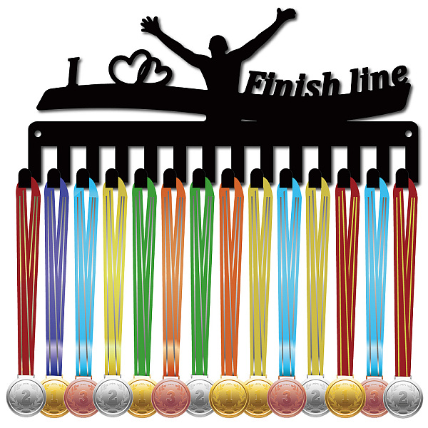 

PandaHall CREATCABIN Running Medal Holder Medal Hangers Display Rack Sports Hanging Athlete Awards Iron Small Metal Wall Mount Decor with 14..., Black