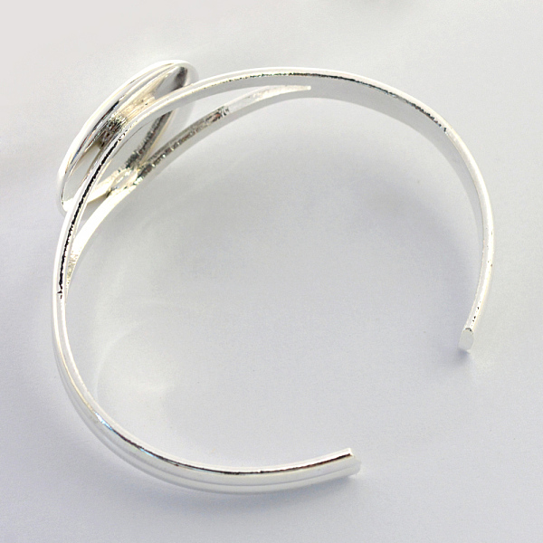 

PandaHall Brass Cuff Bangle Making, Blank Bangle Base, Silver Color Plated, Tray: 25mm, 60.5mm Brass Silver