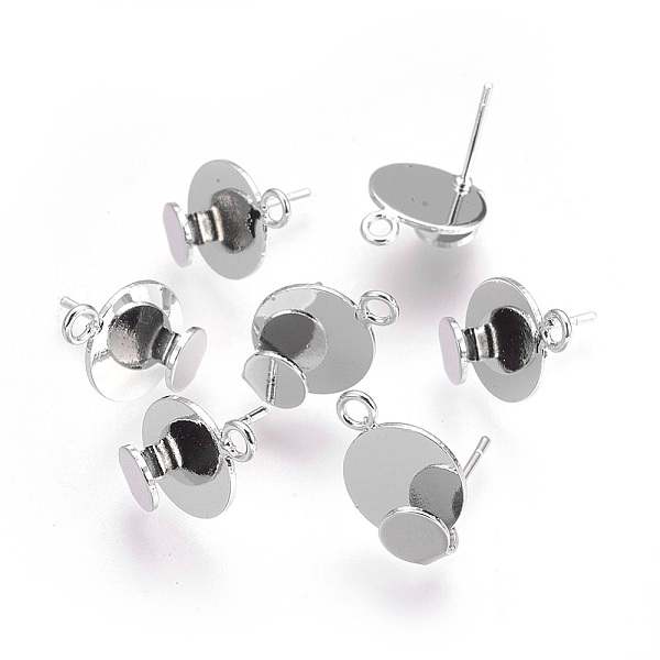 

PandaHall Brass Stud Earring Findings, with Loop, Flat Round, Nickel Free, Real Platinum Plated, Inner Size: 3mm, 16x11x4.5~5mm, Hole: 1.8mm...