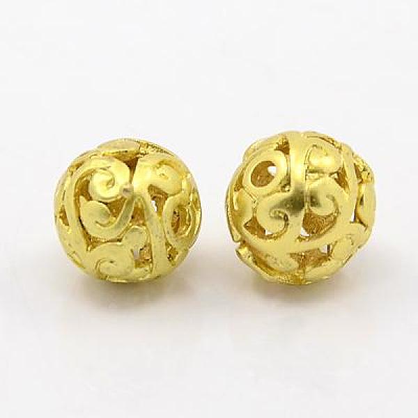

PandaHall Brass Hollow Beads, Filigree Ball, Round, Golden, 10mm, Hole: 2mm Brass Round