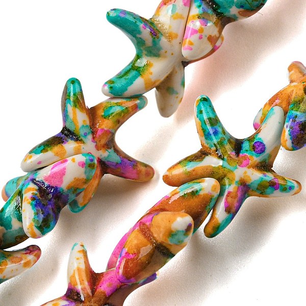 

PandaHall Spray Painted Synthetic Turquoise Beads Strands, Starfish, Fuchsia, 15.5x14.5x5mm, Hole: 1.2mm, about 38pcs/strand, 14.76~15.16''..., Pink