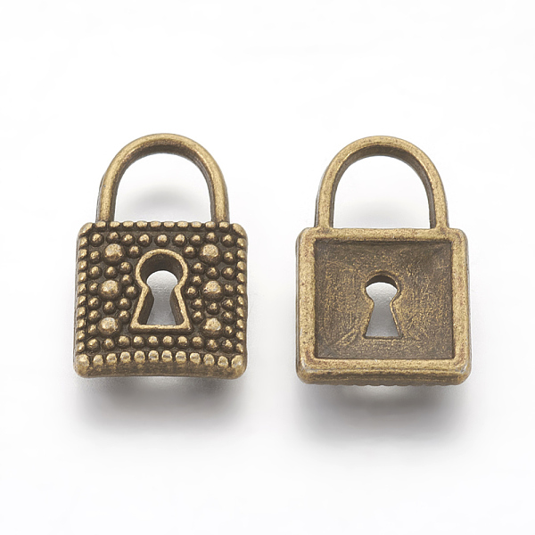 

PandaHall Alloy Pendants, Cadmium Free & Nickel Free & Lead Free, Padlock, Antique Bronze, 13x8x2mm, Hole: 2mm Alloy Lock