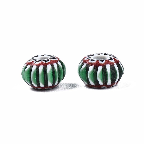 

PandaHall Handmade Millefiori Lampwork Beads, Rondelle, Lime Green, 8.5~9.5x5~6.5mm, Hole: 1.5~2mm Millefiori Lampwork Rondelle