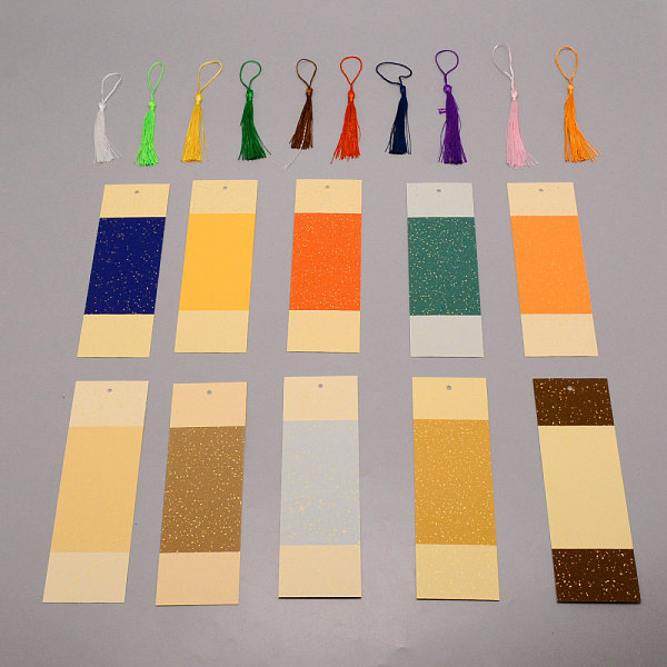

PandaHall DIY Rectangle Bookmark Making Kit, Including Polyester Tassel Pendants, Blank Rice Paper Card, Mixed Color, 120~160x4~5mm..., Multicolor