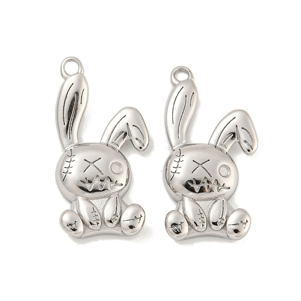 

PandaHall 304 Stainless Steel Pendants, Rabbit Charm, Stainless Steel Color, 26x12.5x3.5mm, Hole: 1.8mm 304 Stainless Steel Rabbit