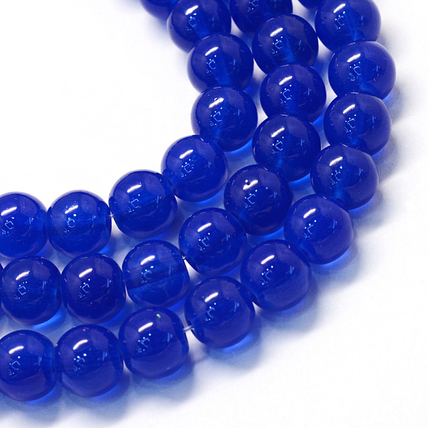 

PandaHall Baking Painted Transparent Glass Round Bead Strands, Medium Blue, 6.5mm, Hole: 1.5mm, about 145pcs/strand, 31.8 inch Glass Round...