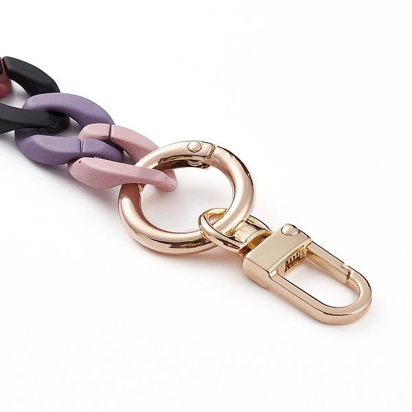 

PandaHall Opaque Spray Painted Acrylic Chains Bag Handles, with Alloy Spring Gate Rings and Zinc Alloy Swivel Clasps, for Bag Straps..., Multicolor