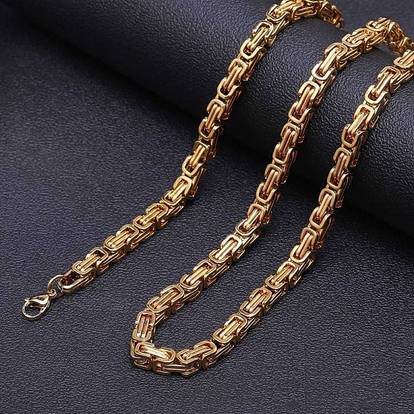 

PandaHall Titanium Steel Byzantine Chains Necklaces for Men, Golden, 23.62 inch(60cm) Titanium Steel
